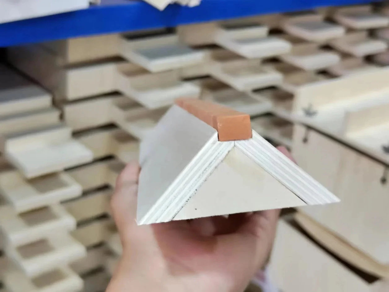 Wooden fingerboard real brick bank ramp - finger skateboard obstacle wood, mini brick toy ramp