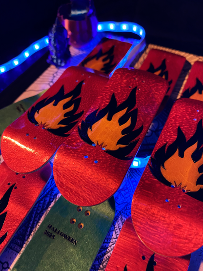 FLAME split ply Fingerboard, pro finger skateboard 34x96 mm, fingerboard split-ply handmade