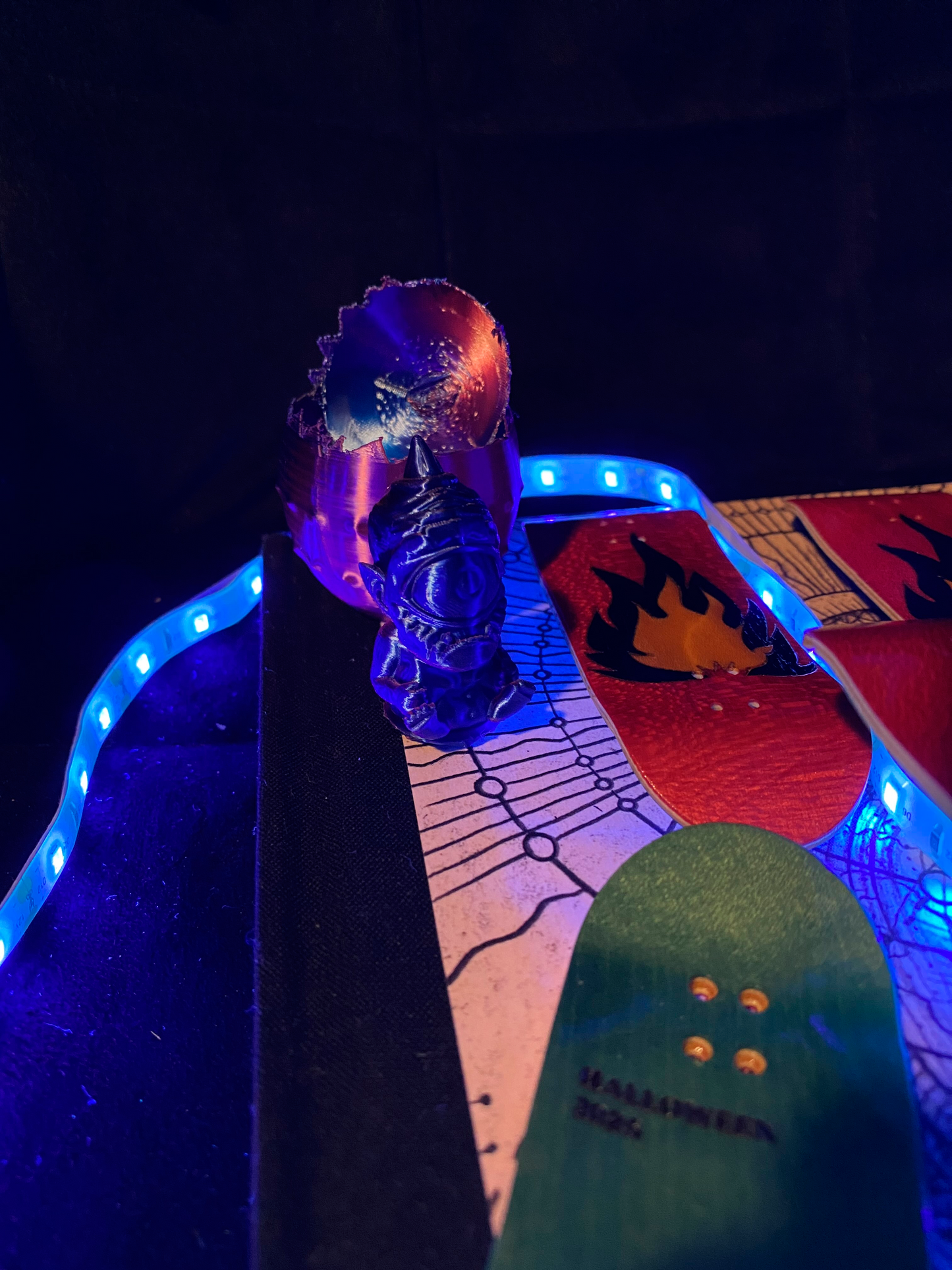 FLAME split ply Fingerboard, pro finger skateboard 34x96 mm, fingerboard split-ply handmade