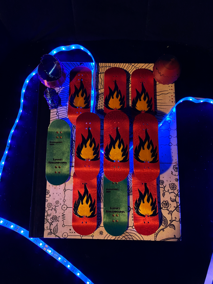 FLAME split ply Fingerboard, pro finger skateboard 34x96 mm, fingerboard split-ply handmade