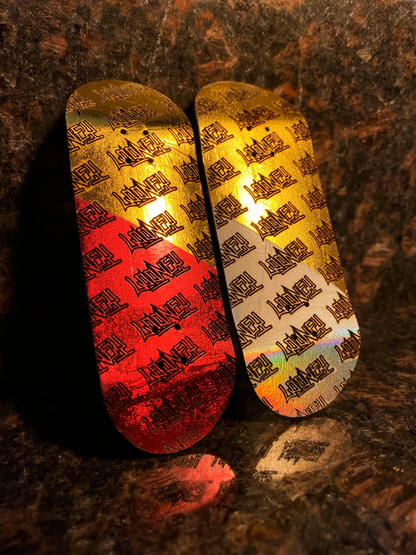 Holographic/Gold engraved fingerskateboard, fingerboard professional