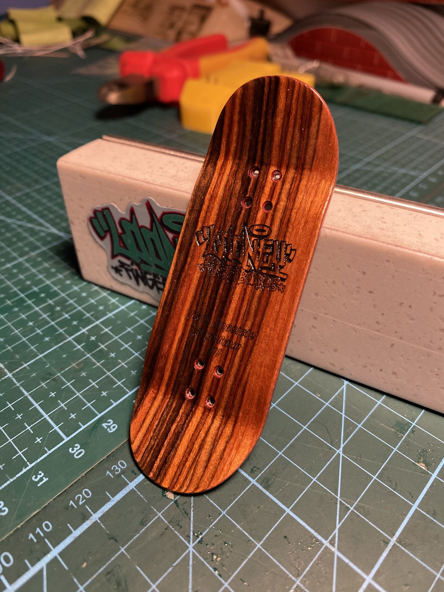 Thicc Pikachu split ply Fingerboard, pro finger skateboard 34x96 mm, fingerboard split-ply handmade