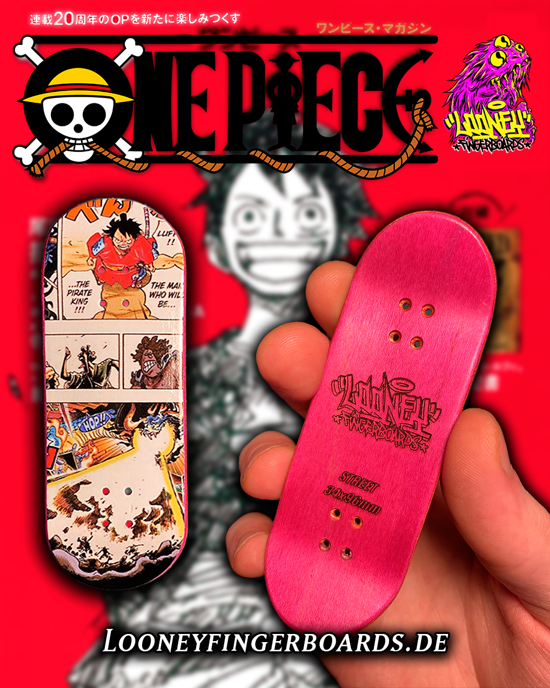 One Piece Fingerskateboard, 34x96mm pro fingerboard