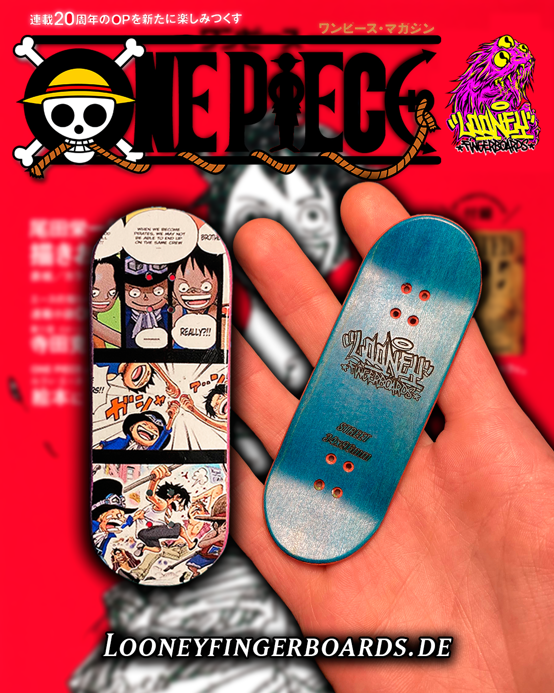 One Piece Fingerskateboard, 34x96mm pro fingerboard