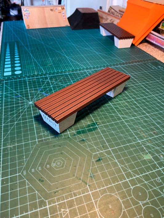 Fingerskateboard Park Bench V1, 3D printed urban park bench fingerboard ramp