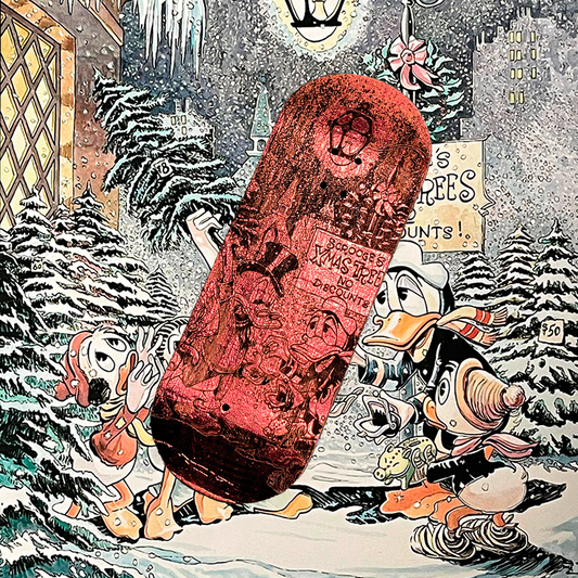 McScrooge Happy Christmas fingerboard deck, unique engraved pro fingerskateboard 33,5mm x 96mm (Copy)