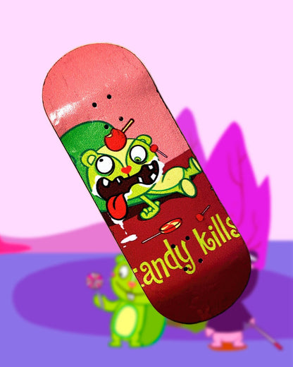HappyTreeFriends fingerboard deck, unique engraved pro fingerskateboard 33,5mm x 96mm