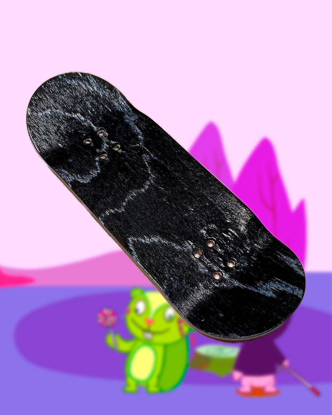 HappyTreeFriends fingerboard deck, unique engraved pro fingerskateboard 33,5mm x 96mm