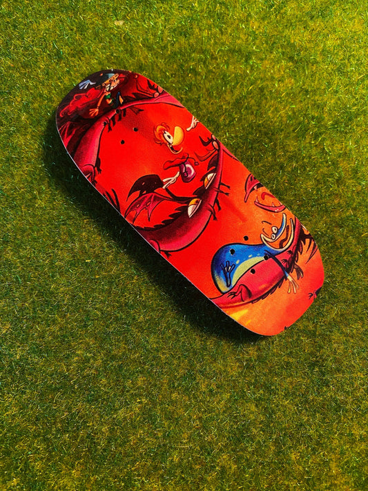 Rayman fingerboard deck, unique engraved pro fingerskateboard 34/35 mm x 96/97 mm